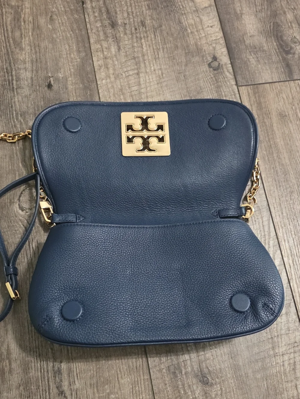Tory Burch Britten Pebbled Leather Crossbody Gold Hardware